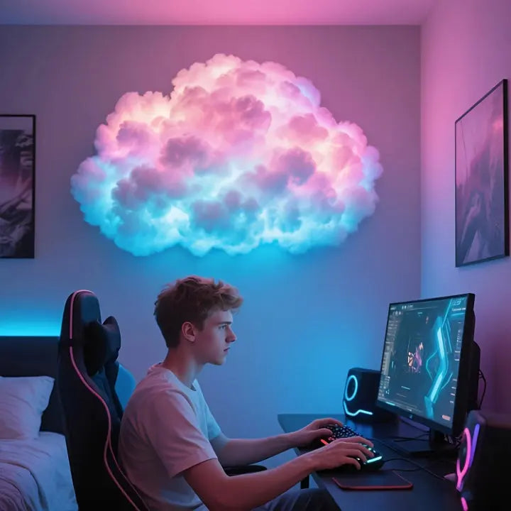 Cloud LED Light | App-Controlled RGB Mood Lamp | 200 cm DIY Soft Fiber Design | Relaxing Ambience