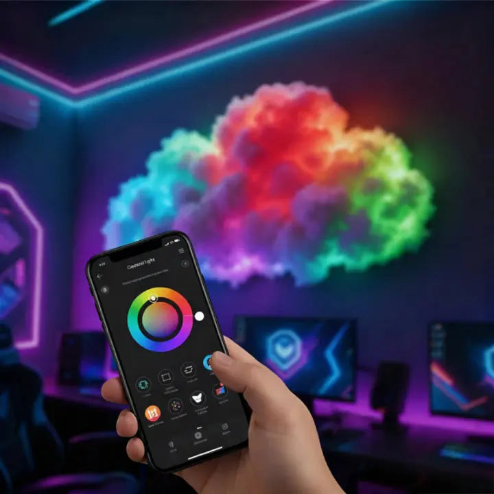 Cloud LED Light | App-Controlled RGB Mood Lamp | 200 cm DIY Soft Fiber Design | Relaxing Ambience