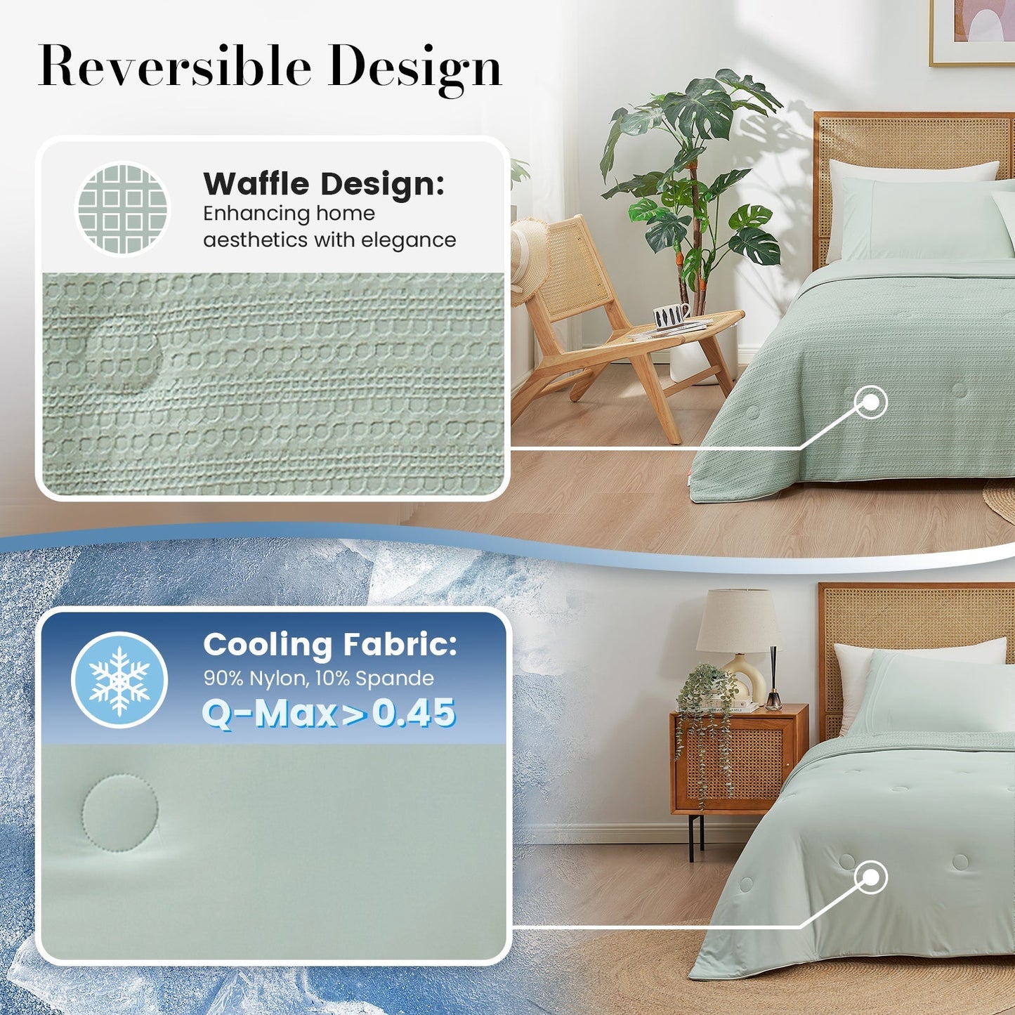 Comforter for Hot Sleepers | Cooling Waffle Design | Plant-Based Fiber & Lightweight