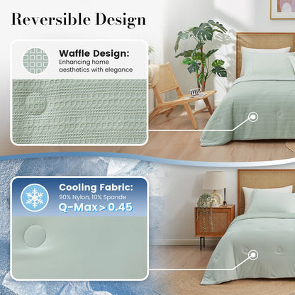 Comforter for Hot Sleepers | Cooling Waffle Design | Plant-Based Fiber & Lightweight