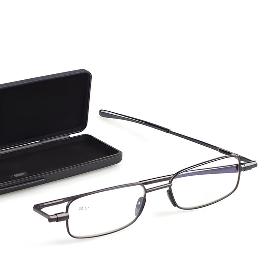 Compact Unisex Folding Reading Glasses | Folds to 1.3 cm | Stainless Steel Frame | Travel Size