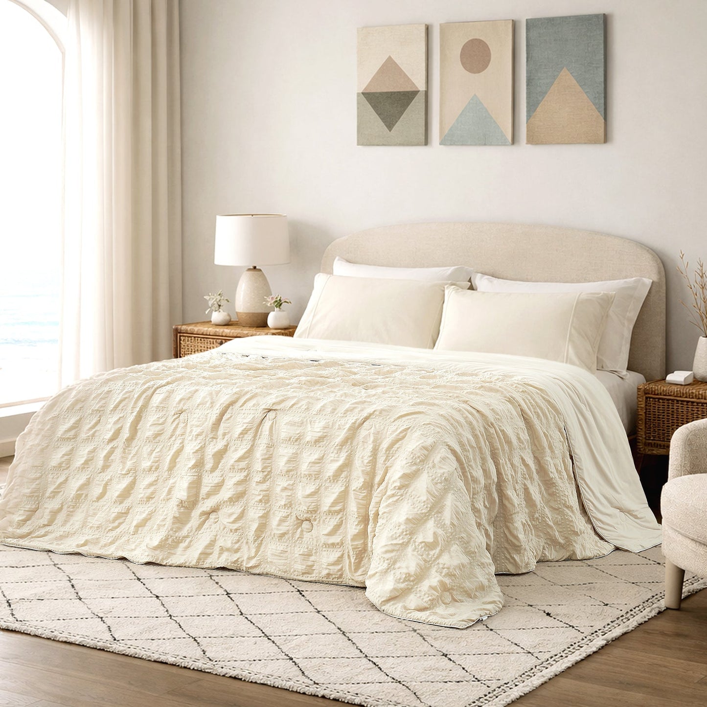 Cooling Comforter | Advanced Airflow | Lightweight Seersucker Fabric & Plaid | For Hot Sleepers
