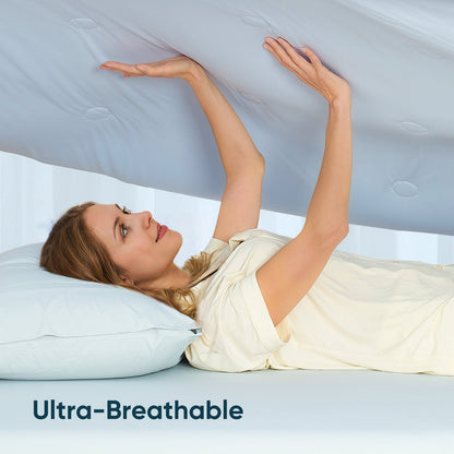 Cooling Comforter | Advanced Cooling Fabric | Striped Design | Breathable Lightweight