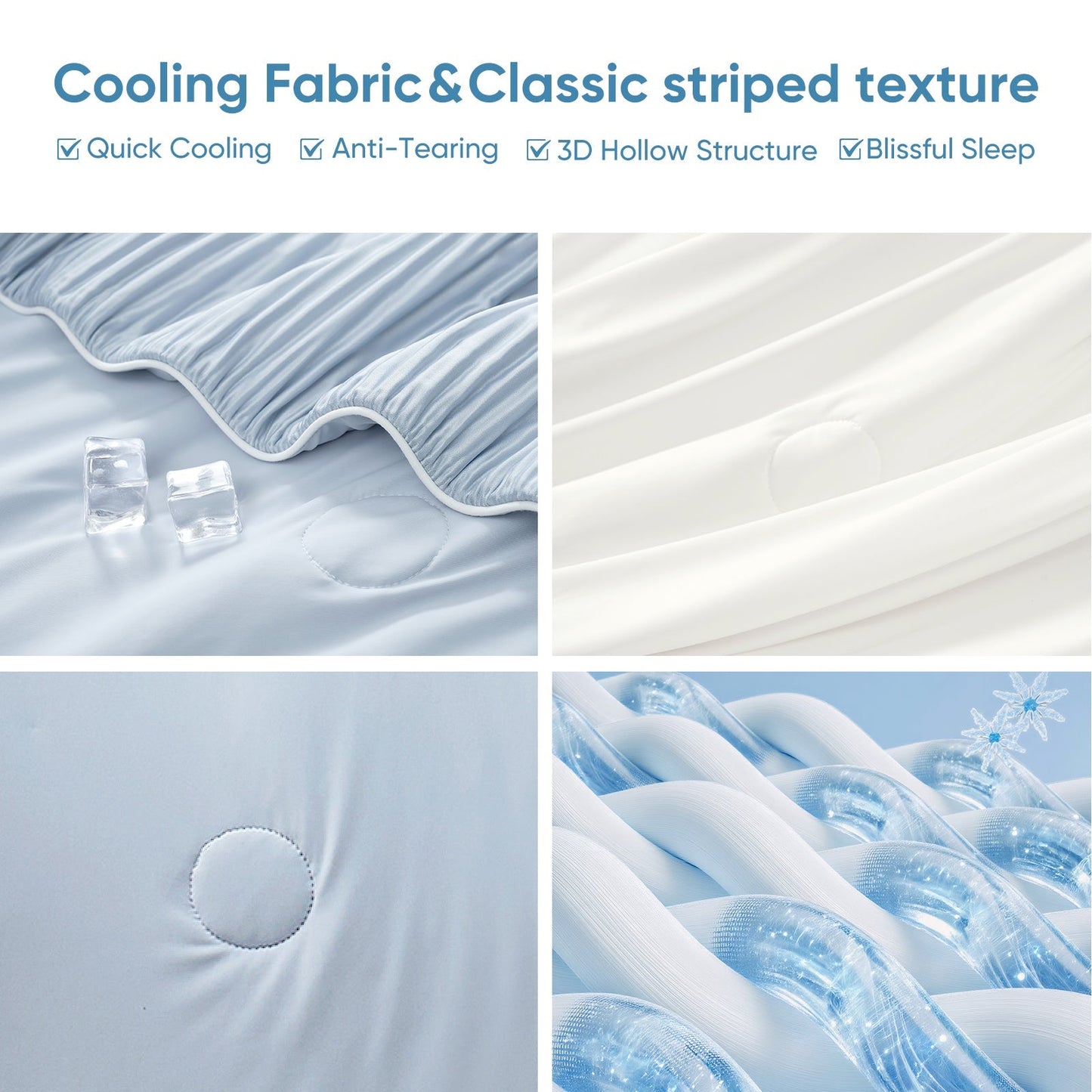 Cooling Comforter | Advanced Cooling Fabric | Striped Design | Breathable Lightweight