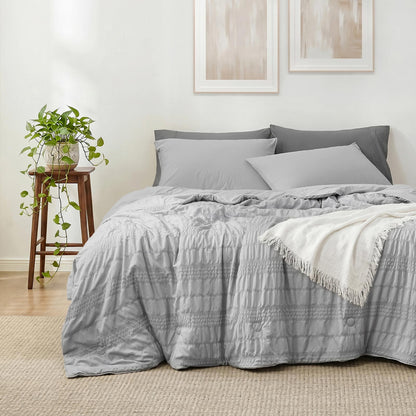 Cooling Comforter | Seersucker & Advanced Airflow | Lightweight, Machine-Washable | For Hot Sleepers