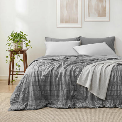 Cooling Comforter | Seersucker & Advanced Airflow | Lightweight, Machine-Washable | For Hot Sleepers