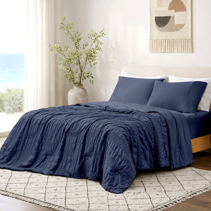 Cooling Comforter | Seersucker & Advanced Airflow | Lightweight, Machine-Washable | For Hot Sleepers