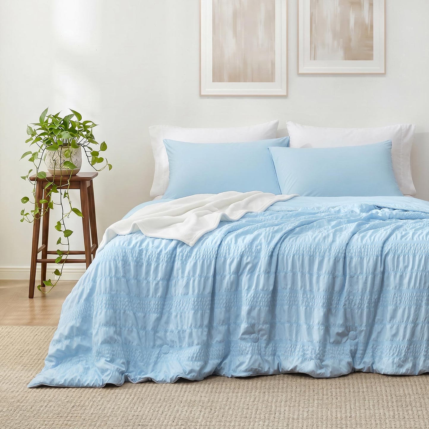 Cooling Comforter | Seersucker & Advanced Airflow | Lightweight, Machine-Washable | For Hot Sleepers