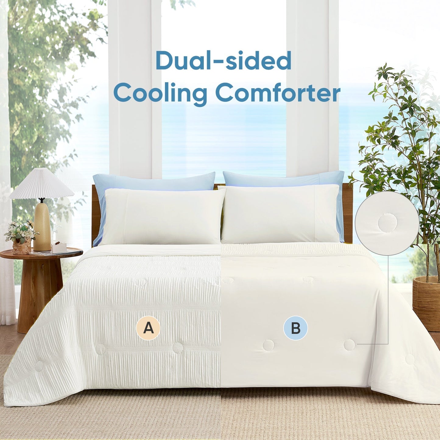 Cooling Comforter | Striped Design | Lightweight Breathable Fabric for Hot Sleepers