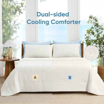 Cooling Comforter | Striped Design | Lightweight Breathable Fabric for Hot Sleepers