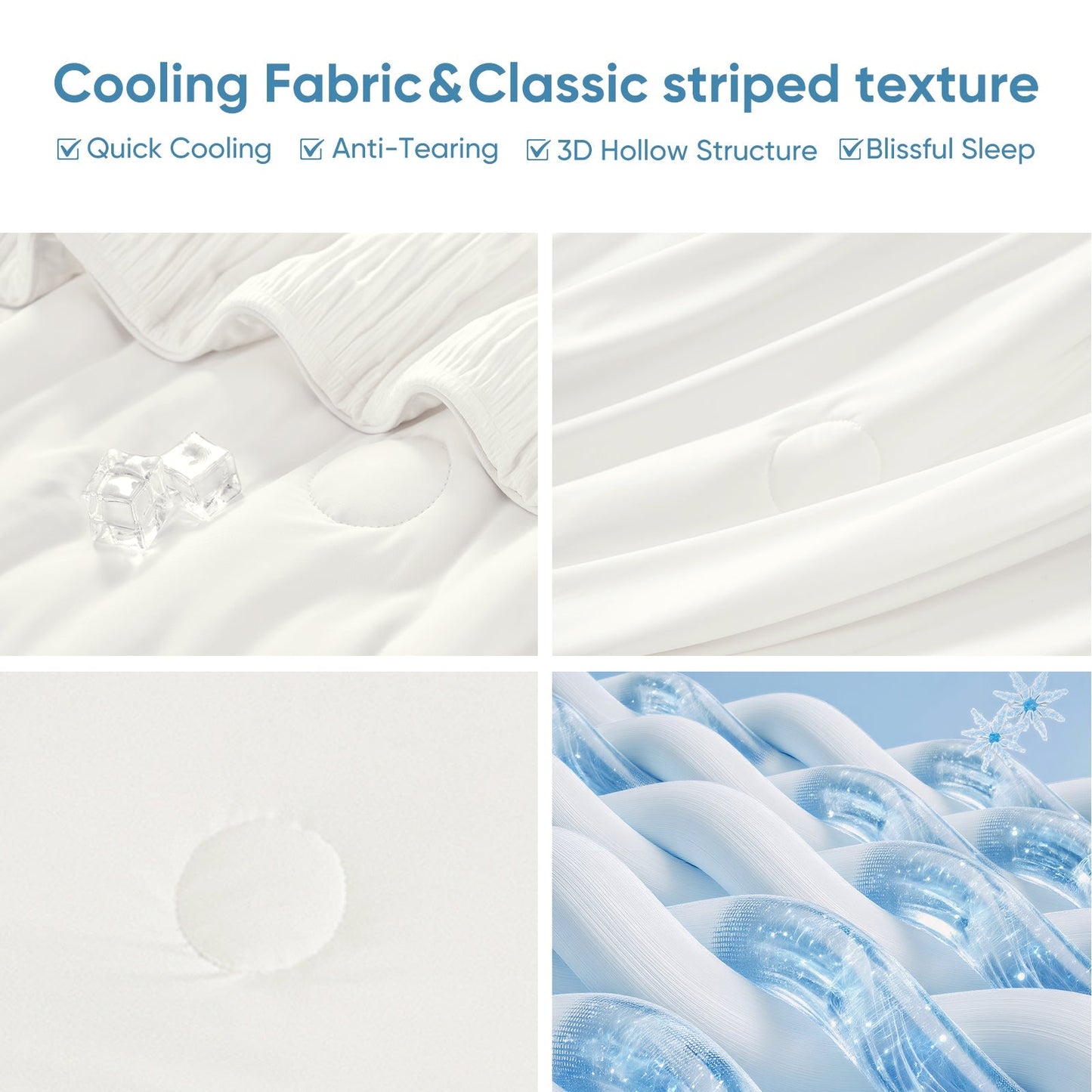Cooling Comforter | Striped Design | Lightweight Breathable Fabric for Hot Sleepers
