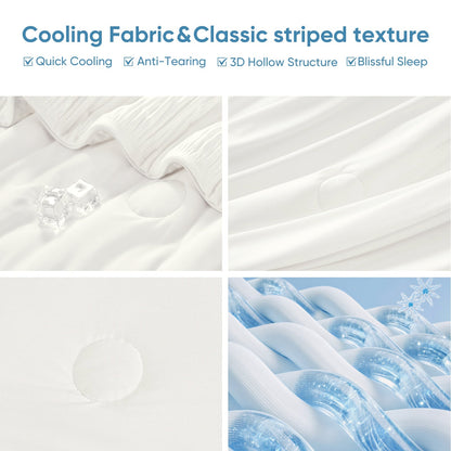 Cooling Comforter | Striped Design | Lightweight Breathable Fabric for Hot Sleepers