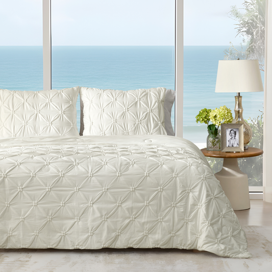 Cooling Comforter for Hot Sleepers | Elegant Pintuck Design | Breathable Lightweight Fabric