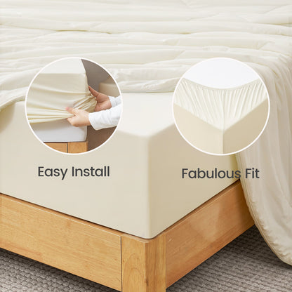 Cooling Fitted Sheet Set | Japanese Cooling Fabric | Deep Pockets up to 15 in