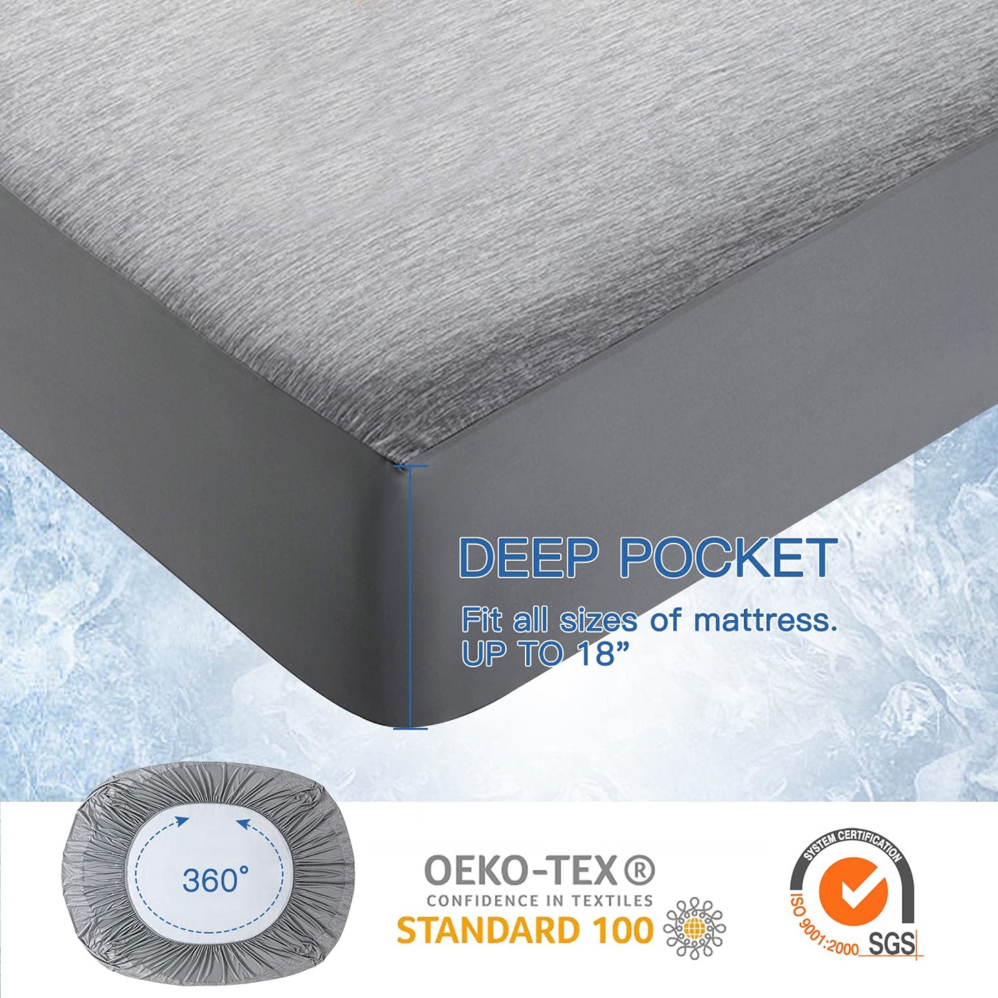 Cooling Mattress Protector | Advanced Cooling | Waterproof, Hypoallergenic | Fits up to 45cm