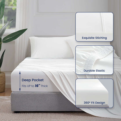 Cooling Sheet Set | Breathable Performance | Deep-Pocket Fit up to 16 in | Soft for Sensitive Skin