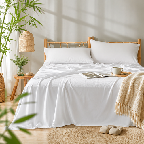Cooling Sheets Set | Silky Bamboo Viscose Satin | Deep-Pocket 44cm | Breathable & Wrinkle-Resistant