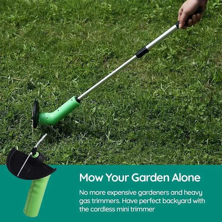 Cordless Mini Weed Trimmer | Adjustable Cutting Head | Extension Pole & Debris Shield