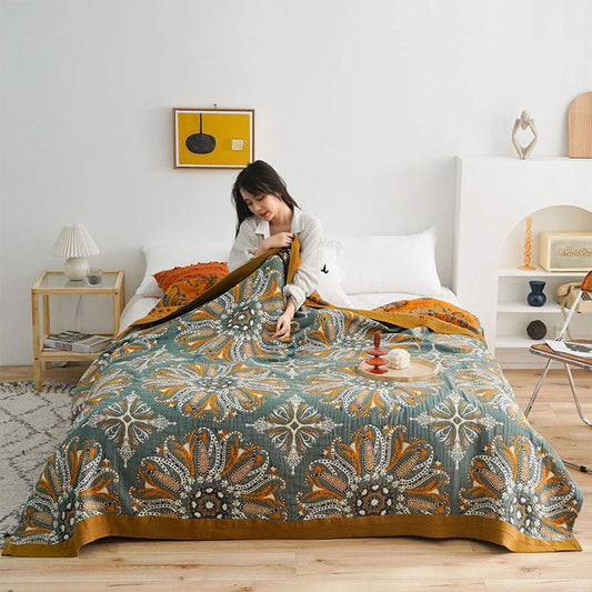 Cotton Quilt | Double-Sided Floral Design | Soft & Breathable | All-Season Comfort