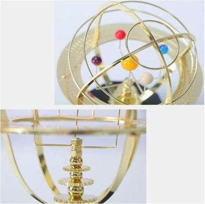 Desktop Orrery Model | Handcrafted Brass & Oak | 5-Planet Replica