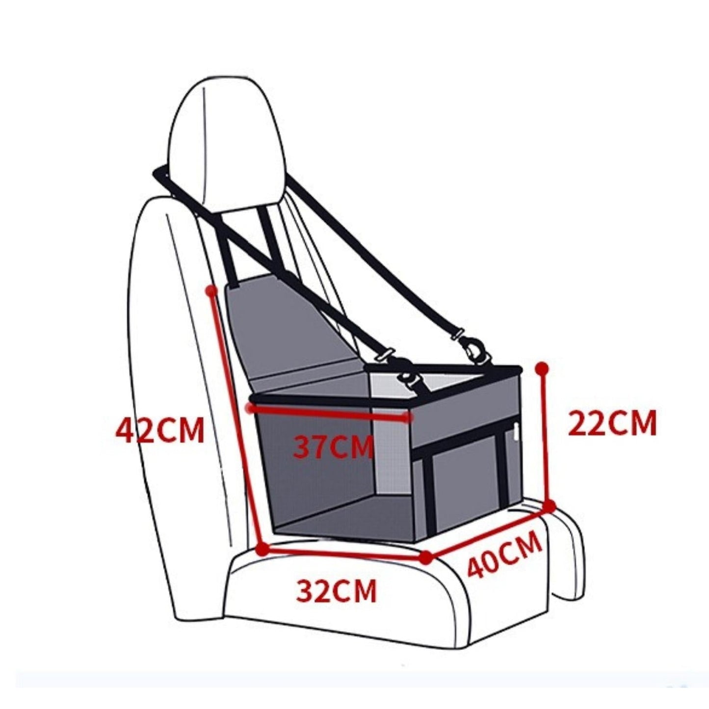 Dog Car Seat | Elevated Booster Seat for Small to Medium Dogs | Waterproof Fabric & Anti-Slip Base