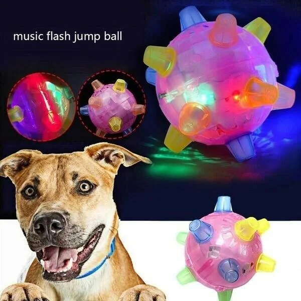 Dog Toy | Interactive Jumping LED Ball | Food-Grade Rubber & Sound | Mental Stimulation