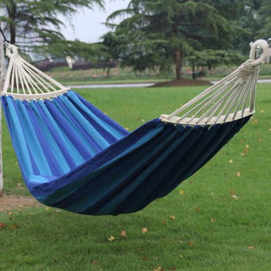 Double Canvas Hammock | Removable Curved Bar | Reinforced Rope & Carry Bag | 180kg Capacity