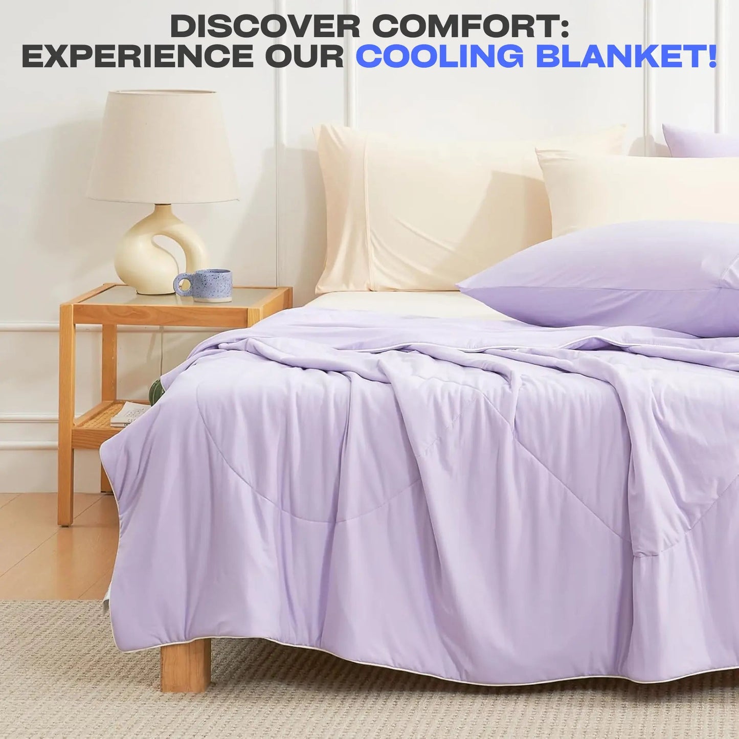 Dual-Sided Cooling Comforter | Lightweight Silky Cooling Fabric | Breathable Down-Alternative Fill