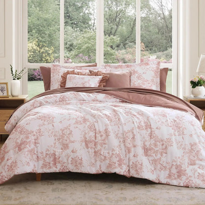 Duvet Cover Set | Elegant Floral Design | Soft Microfiber & Hidden Zipper | Cozy Bedroom Aesthetic