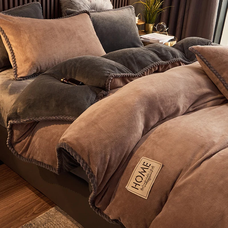 Duvet Cover Set | Ultra-Soft Velvet Fleece | Queen & King Sizes | Cold-Weather Comfort