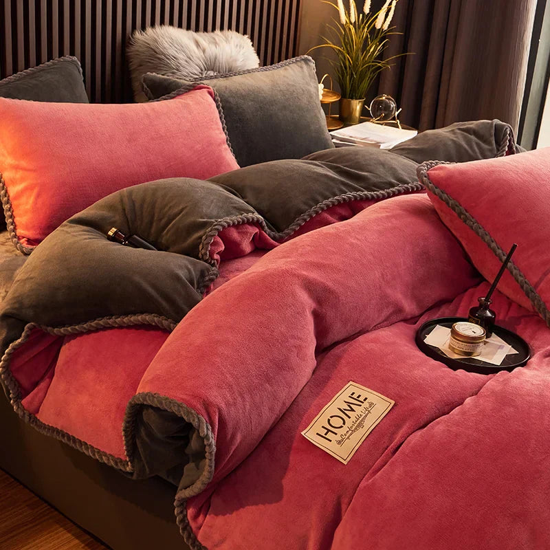 Duvet Cover Set | Ultra-Soft Velvet Fleece | Queen & King Sizes | Cold-Weather Comfort