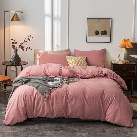 Duvet Cover Set | Zipper Closure & Corner Ties | Double-Brushed Microfiber | Year-Round Comfort