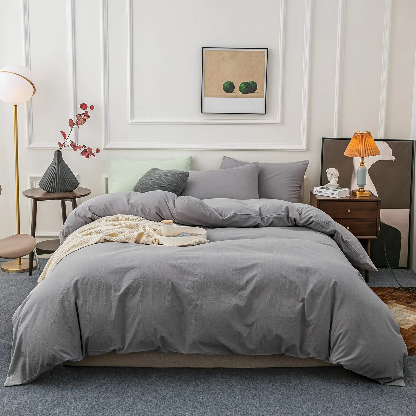 Duvet Cover Set | Zipper Closure & Corner Ties | Double-Brushed Microfiber | Year-Round Comfort