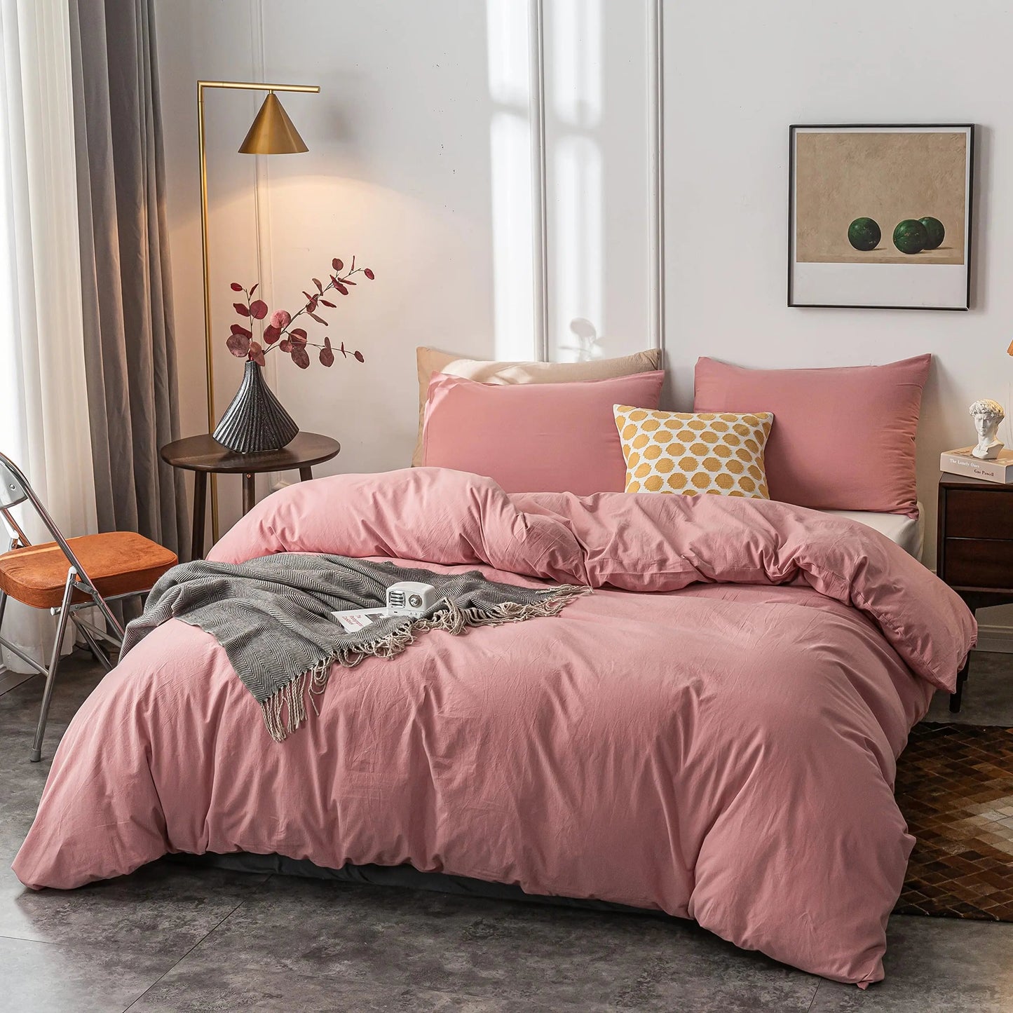 Duvet Cover Set | Zipper Closure & Corner Ties | Double-Brushed Microfiber | Year-Round Comfort