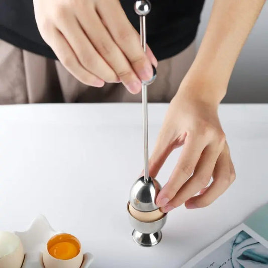 Egg Opener Tool | Precision Gravity Crack | Stainless Steel & 2-Piece Set | Dishwasher Safe