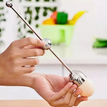 Egg Opener Tool | Precision Gravity Crack | Stainless Steel & 2-Piece Set | Dishwasher Safe