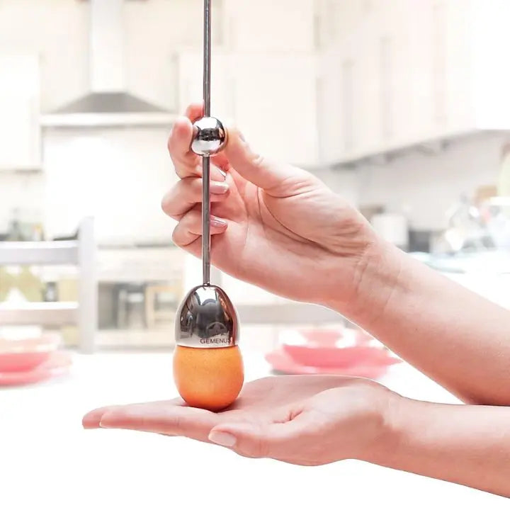 Egg Opener Tool | Precision Gravity Crack | Stainless Steel & 2-Piece Set | Dishwasher Safe