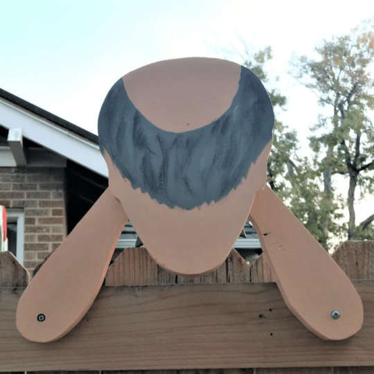 Fence Decoration | Nosy Couple Figurines | Handmade Pinewood & 11.8 in W | Weatherproof Finish