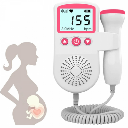 Fetal Doppler Monitor | 3MHz Probe | Backlit LCD & Built-In Speaker | Home & Professional Use