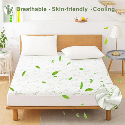 Fitted Sheet | Cooling Bamboo Fiber | Waterproof Backing & Deep-Pocket Fit | For Hot Sleepers