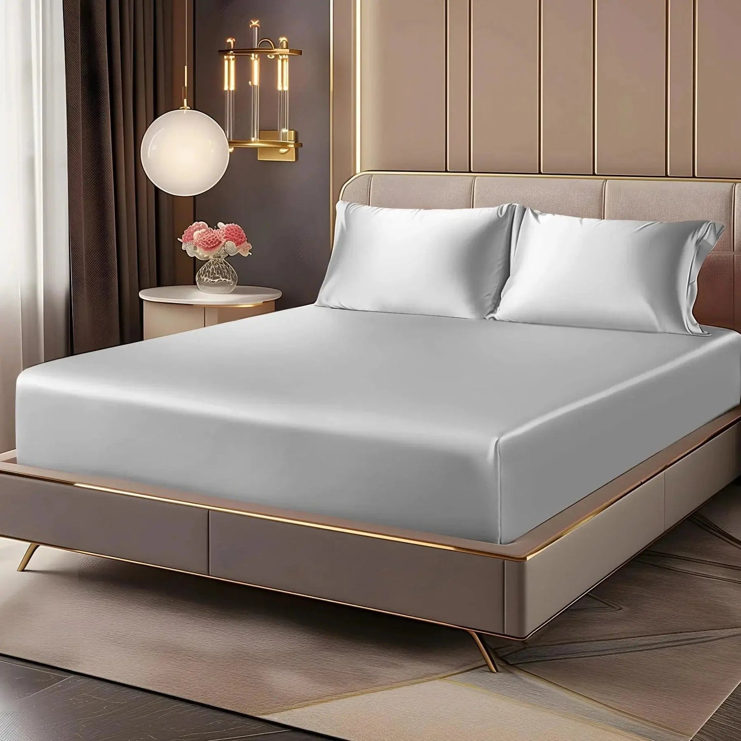Fitted Sheet Set | Luxurious Satin Finish | 35 cm Deep Pocket | Queen & King