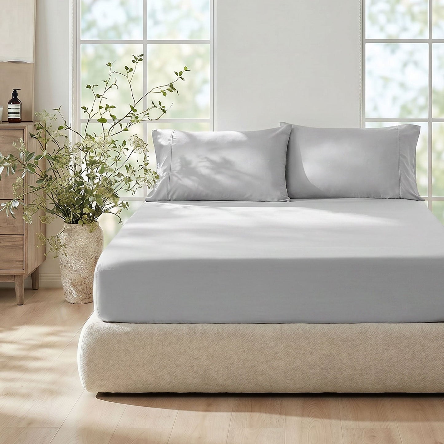 Fitted Sheet Set for Hot Sleepers | Japanese Cooling Fabric | 15 in Deep Pockets, 2 Pillowcases