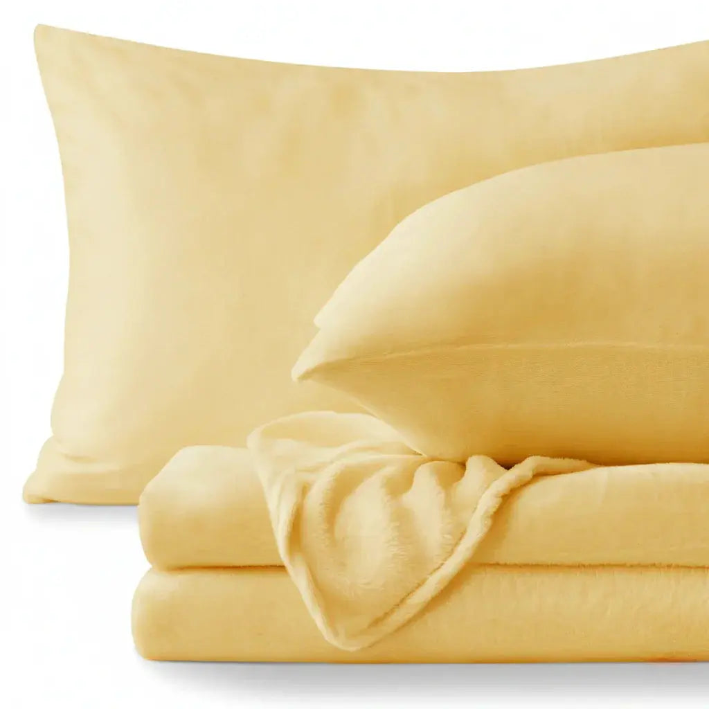 Flannel Bedding Set | Deep Pocket Fitted Sheet | Double-Brushed Microfiber | All-Season Comfort