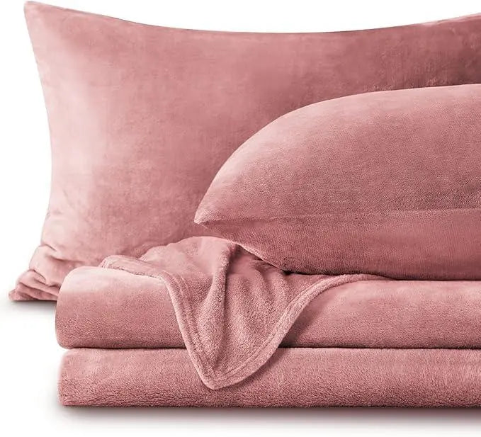 Flannel Bedding Set | Deep Pocket Fitted Sheet | Double-Brushed Microfiber | All-Season Comfort