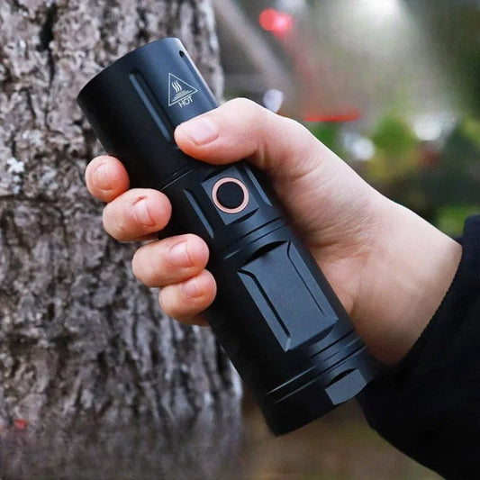 Flashlight | High-Intensity LED Beam & Zoom | Rechargeable with Power Bank | Waterproof Body