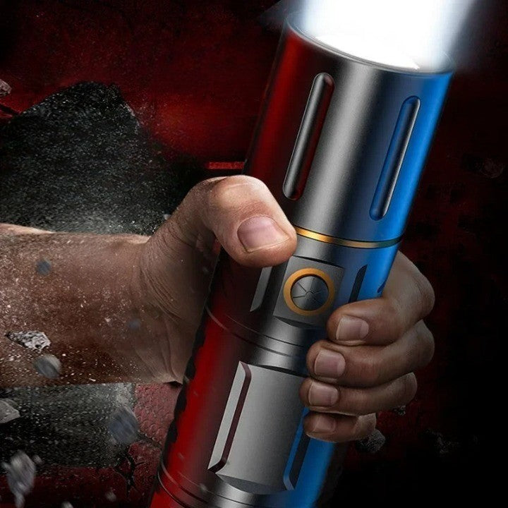 Flashlight | High-Intensity LED Beam & Zoom | Rechargeable with Power Bank | Waterproof Body