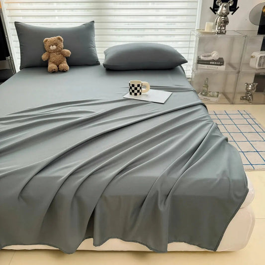 Flat Bedsheet Set | Soft Breathable Fabric | Polyester & 2 Pillowcases | Easy Care