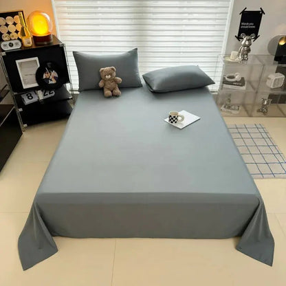 Flat Bedsheet Set | Soft Breathable Fabric | Polyester & 2 Pillowcases | Easy Care
