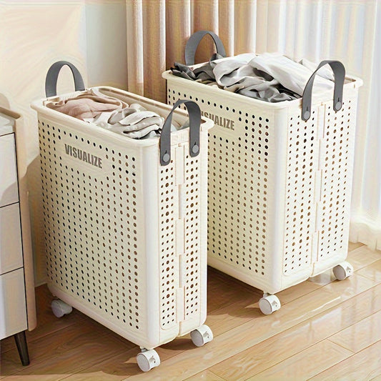 Foldable Laundry Basket | Castor Wheels | Large Capacity & Space-Saving