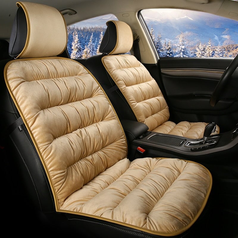 Front Car Seat Cushion Pad | Quilted Short Plush | 19.1 in x 40.6 in | Comfortable Fit